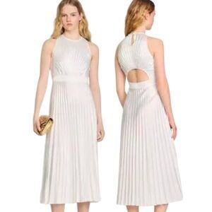 SANDRO "Jolie" Pleated White Midi Dress - Size 6 (38 EU)